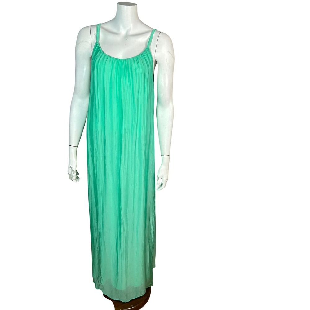 Rosemarine Italy Slip maxi dress Small Green Silk Grecian Pleated Green NWT